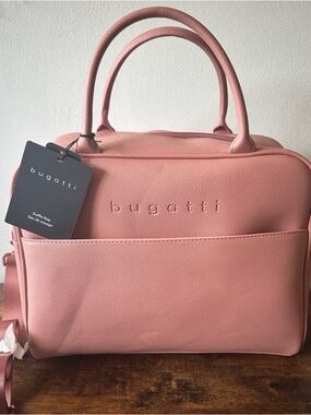 Bugatti Pink Duffle Bag Weekender with Crossbody Strap Vegan Leather NWT
